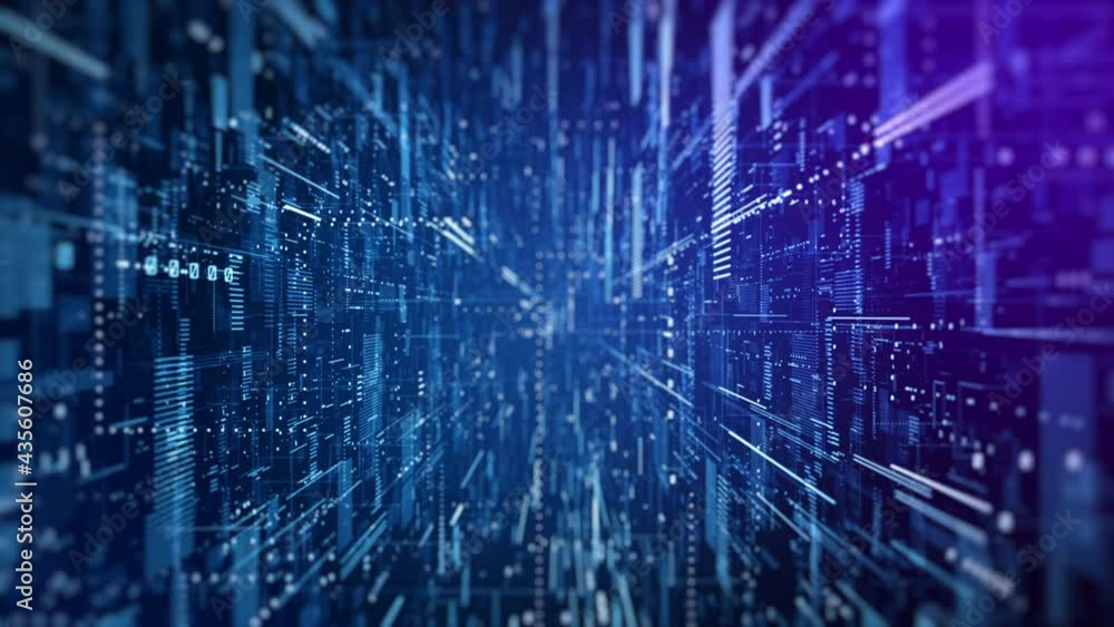 Poster digital cyberspace futuristic, digital data matrix moving, high speed connection data analysis proce