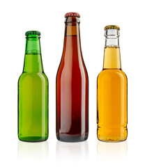 Bouteilles de bières blanche, brune et rousse pour vos modèles d'étiquette.