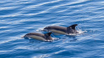 Common dolphin, during boat tour, Azores islands, traveling. © Ayla Harbich