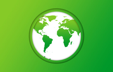 Green earth on green background. illustration.