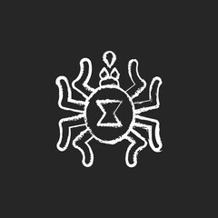 Venomous insects chalk white icon on black background. Dangerous bugs transimitting infectious disease. Spider toxin, biological risk for health. Isolated vector chalkboard illustration
