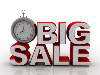3d illustration stopwatch with big sale
