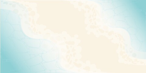 Obraz premium Waves of the sea and sandy beach illustration, Blue sea and beach bright summer abstract background geometric retro style with paper waves sea and seacoast banner area for text 