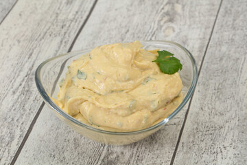 Hummus snack with olive oil