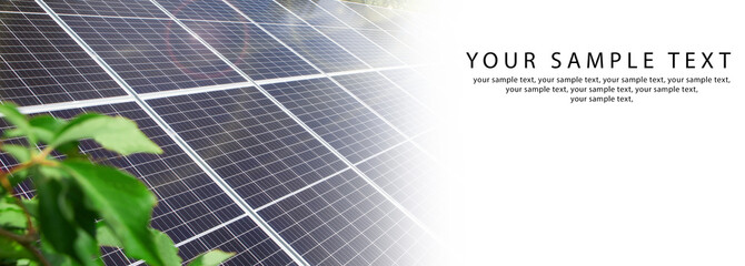 BANNER - Solar Panels With Sunlight. Renewable Energy Concept.
