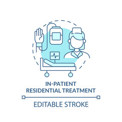 In patient residential treatment concept icon. Rehabilitation variety. Medical help for patients. Illness abstract idea thin line illustration. Vector isolated outline color drawing. Editable stroke
