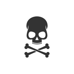 Black skull and crossbones hand drawn. Vector illustration.