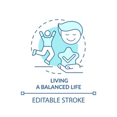 Living a balanced life concept icon. Addiction recovery steps. Following healthy habits. Body treatment abstract idea thin line illustration. Vector isolated outline color drawing. Editable stroke