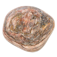 Top view of single red pebble