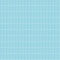 Seamless checkered repeating pattern with hand drawn grid. Blue plaid background for wrapping paper, surface design and other design projects
