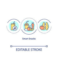 Fototapeta premium Smart snacks concept icon. Healthy foods that help students to learn better. School organic meals idea thin line illustration. Vector isolated outline RGB color drawing. Editable stroke