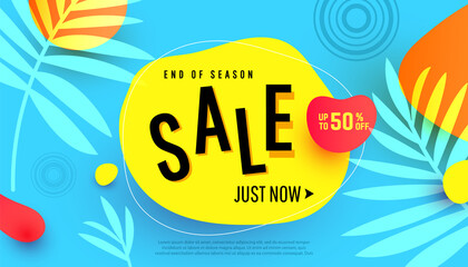 Summer sale banner template design, big sale special offer. end of season special offer banner.