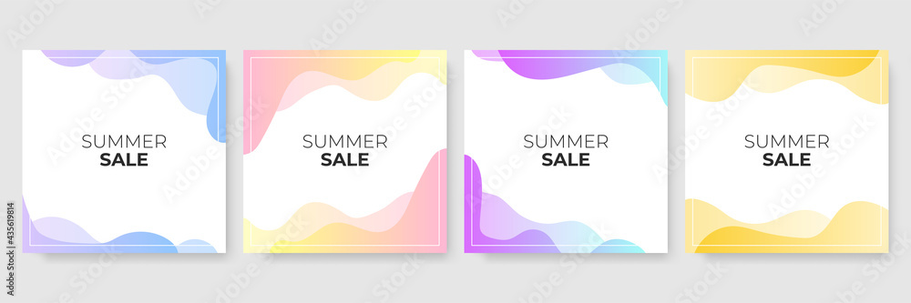 Poster vector set of summer social media stories design templates, backgrounds with copy space for text - s