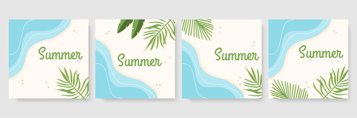 Set ot summer insta templates for life stories and news. Backgrounds for your design, for social media landing page, website, mobile app and poster, flyer, coupon, gift card. Vector illustration.