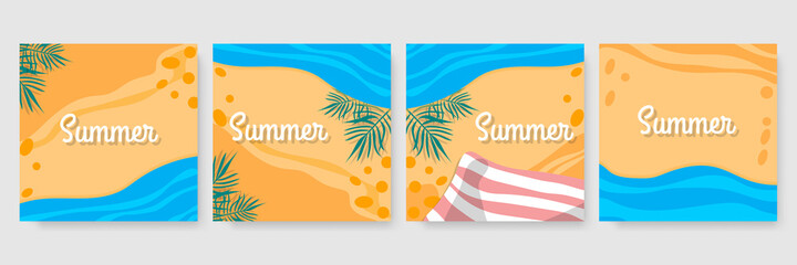 Obraz premium Set ot summer insta templates for life stories and news. Backgrounds for your design, for social media landing page, website, mobile app and poster, flyer, coupon, gift card. Vector illustration.