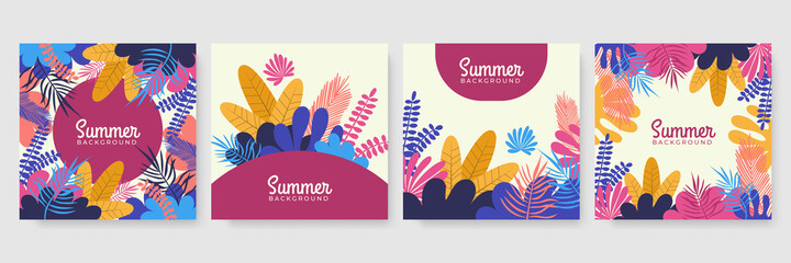 Fototapeta na wymiar Set ot summer insta templates for life stories and news. Backgrounds for your design, for social media landing page, website, mobile app and poster, flyer, coupon, gift card. Vector illustration.
