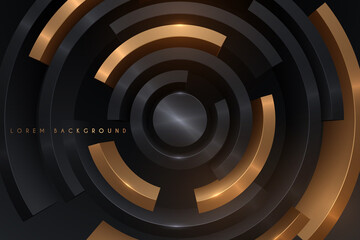 Obraz premium Black and gold circle geometric background