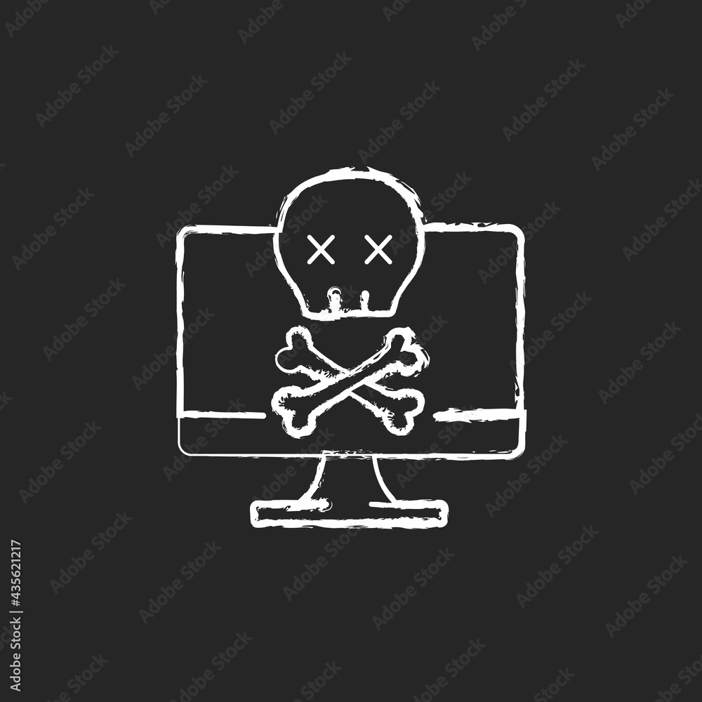 Poster computer not starting chalk white icon on black background. fatal system error. pc crash, software f