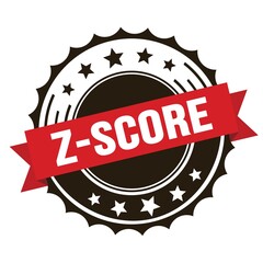 Z-SCORE text on red brown ribbon stamp.
