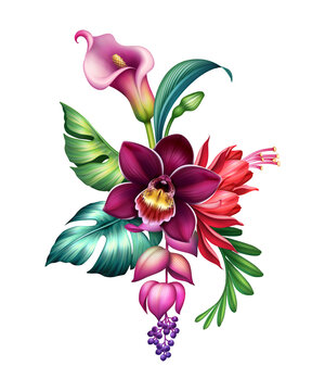 colorful floral arrangement on white background clip art preview