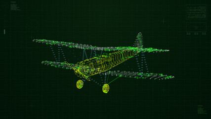 Retro Airplane HUD animation. Aircraft visualization