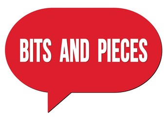 BITS  AND  PIECES text written in a red speech bubble