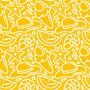 Hand drawn doodle set menu summer on the beach