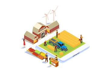 Modern Isometric Farming Technology Monitoring Illustration, Web Banners, Suitable for Diagrams, Infographics, Book Illustration, Game Asset, And Other Graphic Related Assets