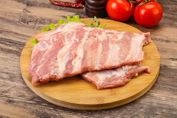 Raw pork ribs for cooking