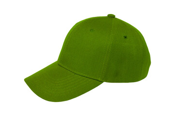 Baseball cap color green close-up of isolated view on white background
