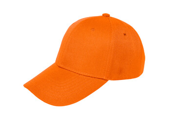 Baseball cap color orange close-up of isolated view on white background
