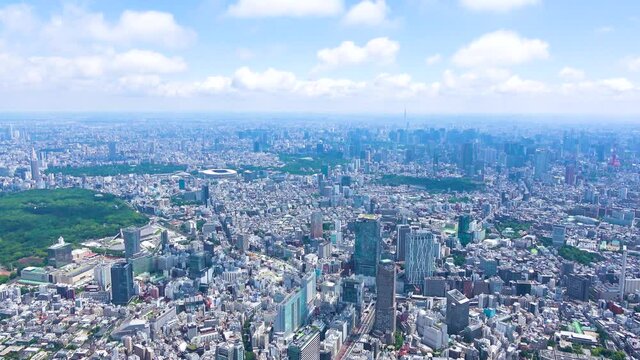 東京都心部 ヘリコプター 空撮映像