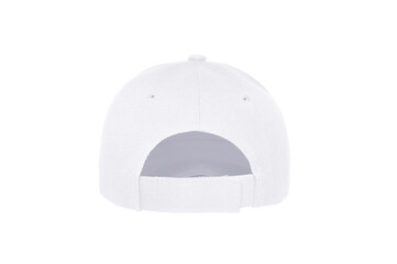 Baseball cap color white close-up of back view on white background
