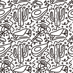 line art picture of mexican holiday hand drawing