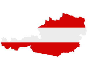 Fototapeta premium Fahne in Landkarte von Österreich