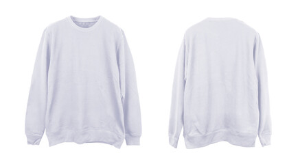 Blank sweatshirt color white template front and back view on white background
