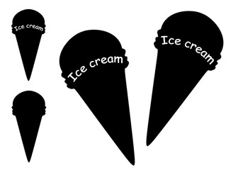 Ice cream in a cone with an inscription. Vector image.