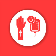 Obraz premium Blood transfusion color glyph icon. Donation, charity concept.