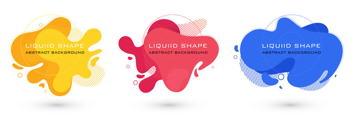 Set of abstract liquid shape graphic elements. Colorful gradient fluid design. Template for presentation, logo, banner. Vector illustration.
