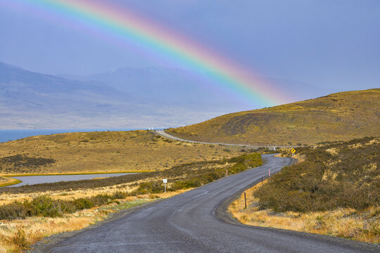 Rainbow, Torres del Paine National Park, Ultima Esperanza Province, Magallanes and Chilean Antactica Region, Patagonia, Chile