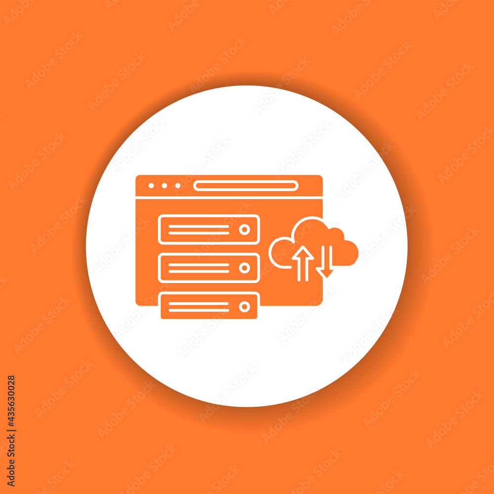 Poster cloud computing color glyph icon. database vector pictogram.