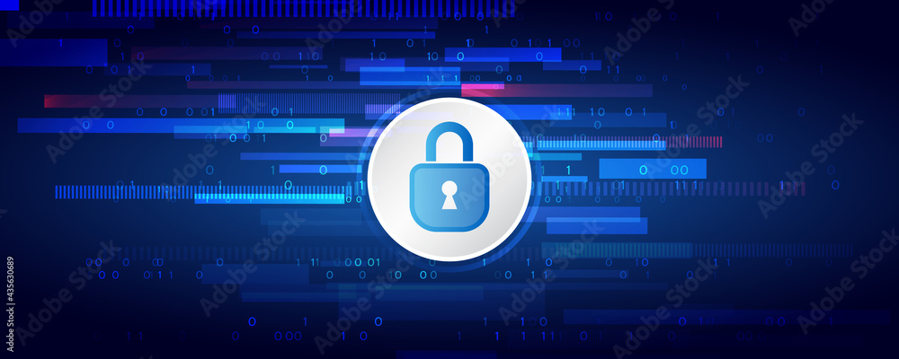 Poster Digital security and network protection. Cyber security for internet projects. Antivirus technology web services.