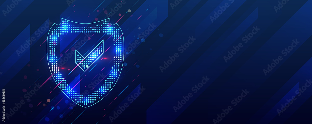 Aufkleber Data protection Internet technologies. Digital background innovative technologies in security systems. Shield Icon Future concept.