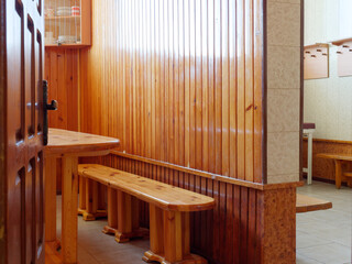 relaxation room in wooden decoration in the bath