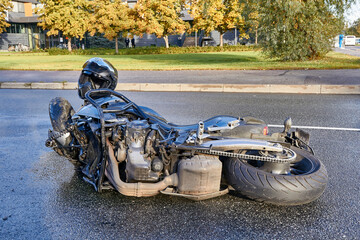 Damaged in a accident motorbike and a car