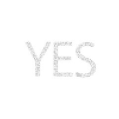 The yes symbol filled with black dots. Pointillism style. Vector illustration on white background