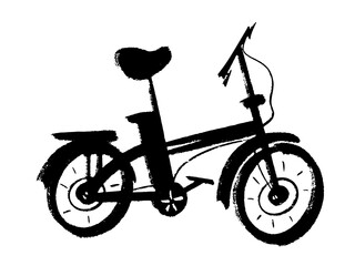 Naklejka premium Folding e-bike by art line for design in different styles. Vector illustration.