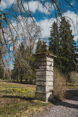 Ancient stone gate in the Gatchina park