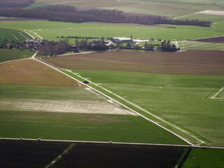 Obraz premium vue aérienne de la campagne à Frenelles-en-Vexin dans l'Eure en France