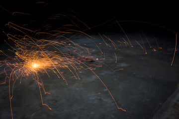various effects of sparks from burning firecrackers